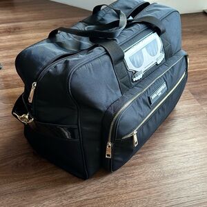 Karl Lagerfeld Black Duffel Bag with Silver Accents